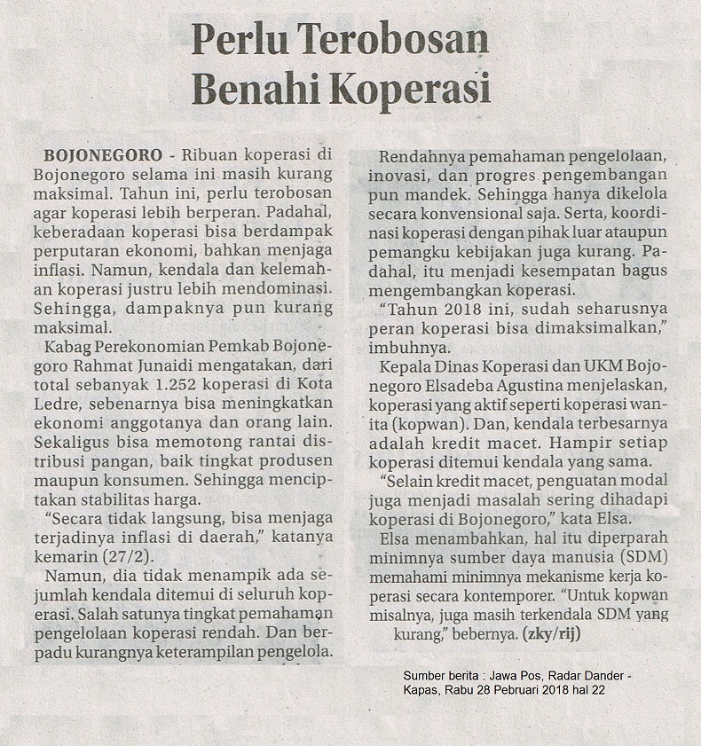 PERLU TEROBOSAN BENAHI KOPERASI