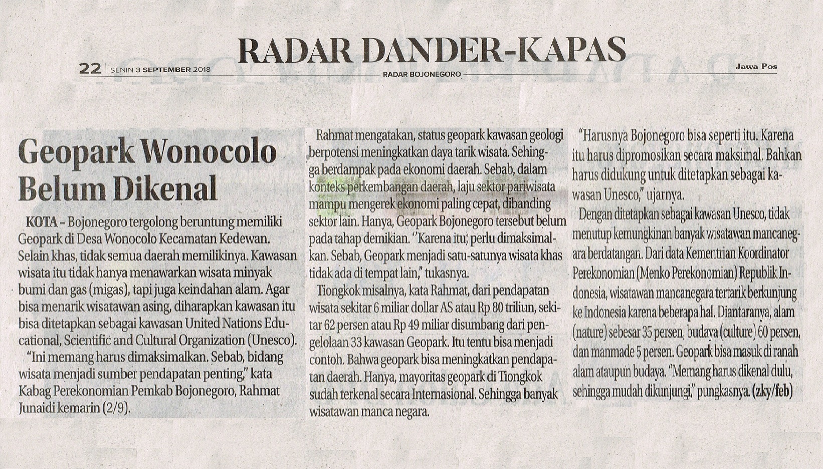 Geopark Wonocolo Belum Dikenal