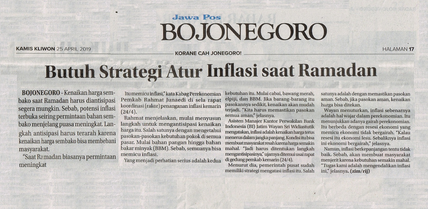 Butuh Strategi Atur Inflasi saat Ramadhan
