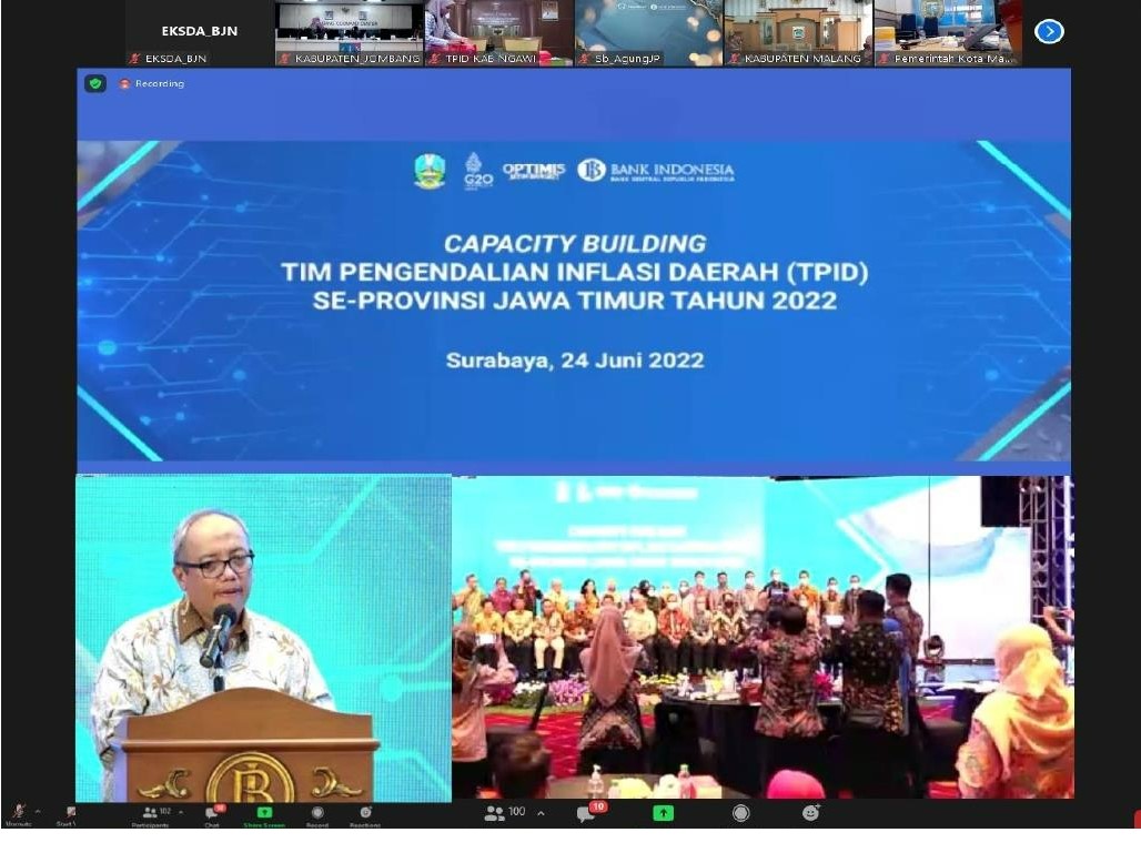 Zoom Meeting Capacity Building TPID Se-Provinsi Jawa Timur Tahun 2022